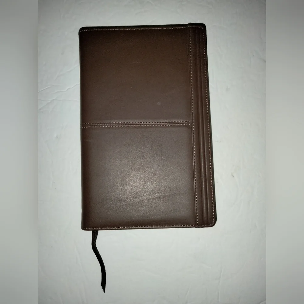 Dark Brown Genuine Leather Notebook/Journal w Line Pages & Interior Slip Pockets